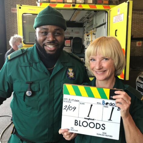 Bloods starring Samson Kayo and Jane Horrocks begins filming.
The series follows a pair of seemingly mismatched paramedics and their fellow ambulance station colleagues through the life-saving world of a south London emergency service.
Bloods will air on Sky One and NOW TV in 2021.