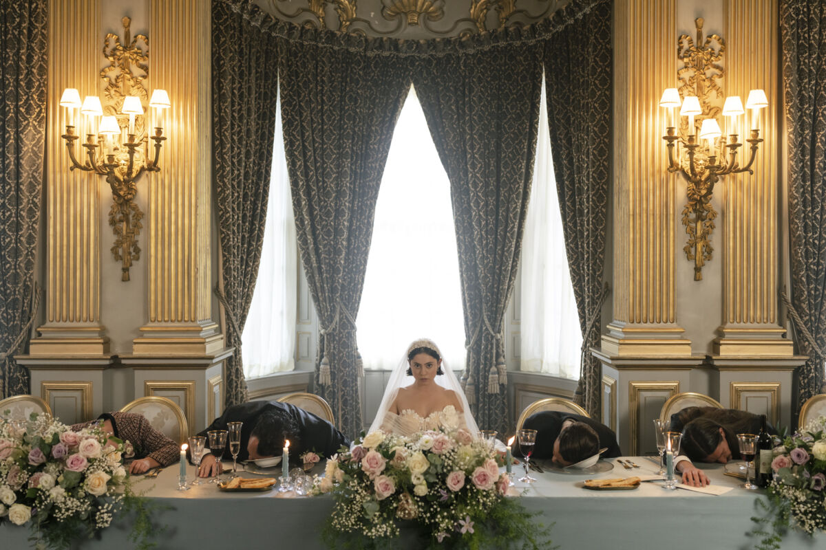 Wedding Season S1. Rosa Salazar as Katie McConnell in Wedding Season S1. Cr. Luke Varley/Disney+ © 2021.